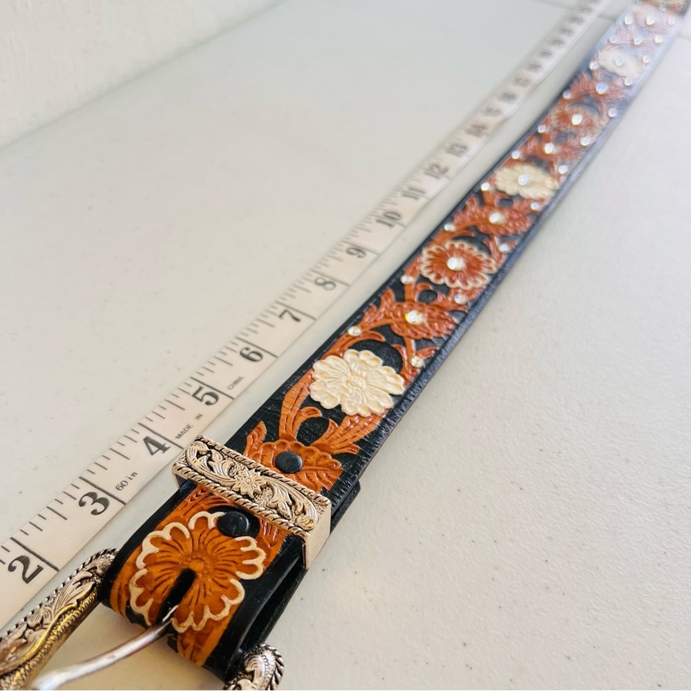 Vintage Costal Cowgirl Western Red Spur 26 Bling Belt White - Picture 6 of 7